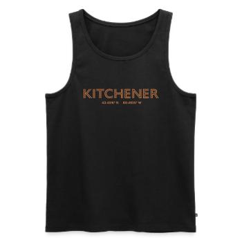 Canada City Coordinates - Kitchener - Men's Premium Organic Tank Top - black - Front - AI Model Male 178 light (178cm)