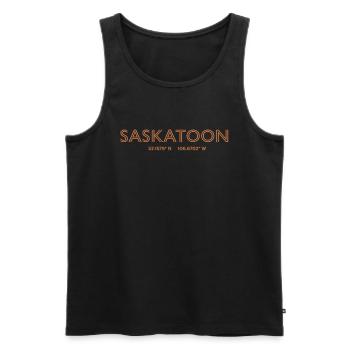 Coordonnées de la ville du Canada - Saskatoon - Débardeur bio Premium Homme - noir - Devant - AI Model Male 178 light (178cm)