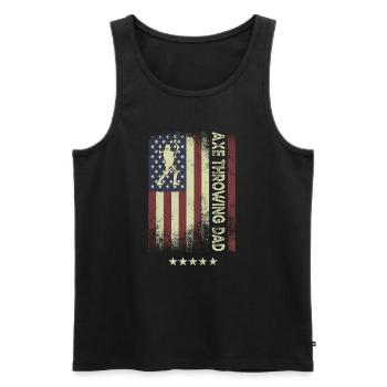 USA Amerikanische Flagge - Axt Werfender Vater - Männer Premium Bio Tank Top - Schwarz - Vorne - Michal (187cm)