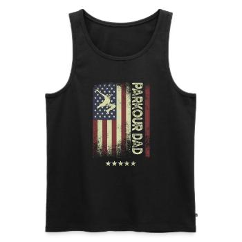 Drapeau américain - Parkour-Dad - Débardeur bio Premium Homme - noir - Devant - AI Model Male 178 light (178cm)