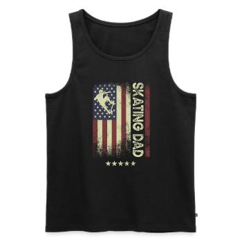 Drapeau des États-Unis - Papa patineur sur glace - Débardeur bio Premium Homme - noir - Devant - Michal (187cm)