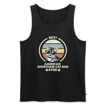 Papa chat - American Shorthair Katze - Débardeur bio Premium Homme - noir - Devant - Michal (187cm)