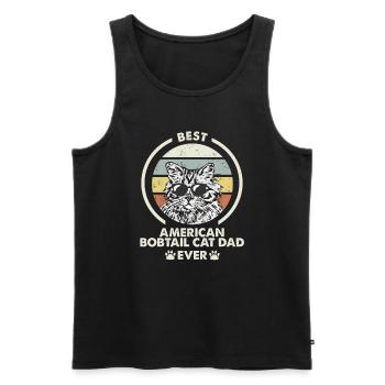 Papa chat - American Bobtail Katze - Débardeur bio Premium Homme - noir - Devant - Michal (187cm)