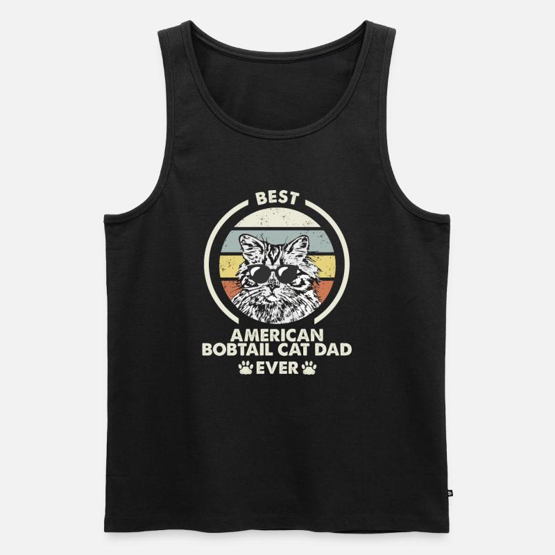 Papa chat - American Bobtail Katze - Débardeur bio Premium Homme - noir