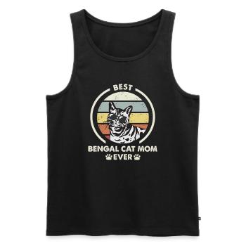 Cat Mama - Chat du Bengale - Débardeur bio Premium Homme - noir - Devant - AI Model Male 178 light (178cm)