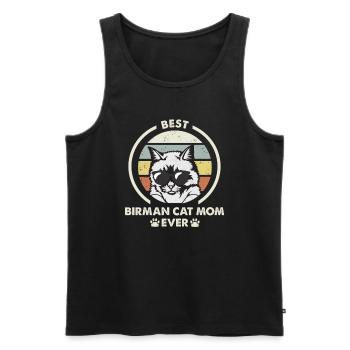 Katzenmama - Birman Katze - Männer Premium Bio Tank Top - Schwarz - Vorne - Michal (187cm)