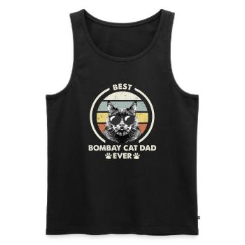 Papa chat - Bombay Katze - Débardeur bio Premium Homme - noir - Devant - AI Model Male 178 light (178cm)