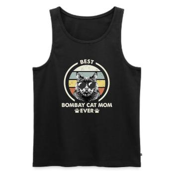 Katzenmama - Bombay Katze - Männer Premium Bio Tank Top - Schwarz - Vorne - AI Model Male 178 light (178cm)