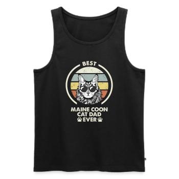 Papa chat - Maine Coon Cat - Débardeur bio Premium Homme - noir - Devant - Michal (187cm)