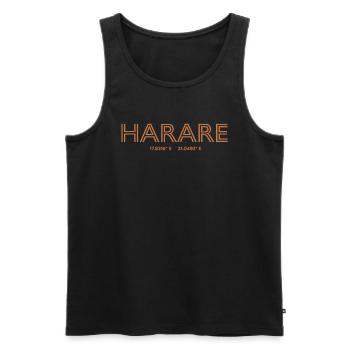 Zimbabwe Stadt Koordinaten - Harare - Männer Premium Bio Tank Top - Schwarz - Vorne - AI Model Male 178 light (178cm)