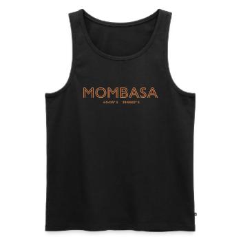 Kenya Stadt Koordinaten - Mombasa - Männer Premium Bio Tank Top - Schwarz - Vorne - AI Model Male 178 light (178cm)