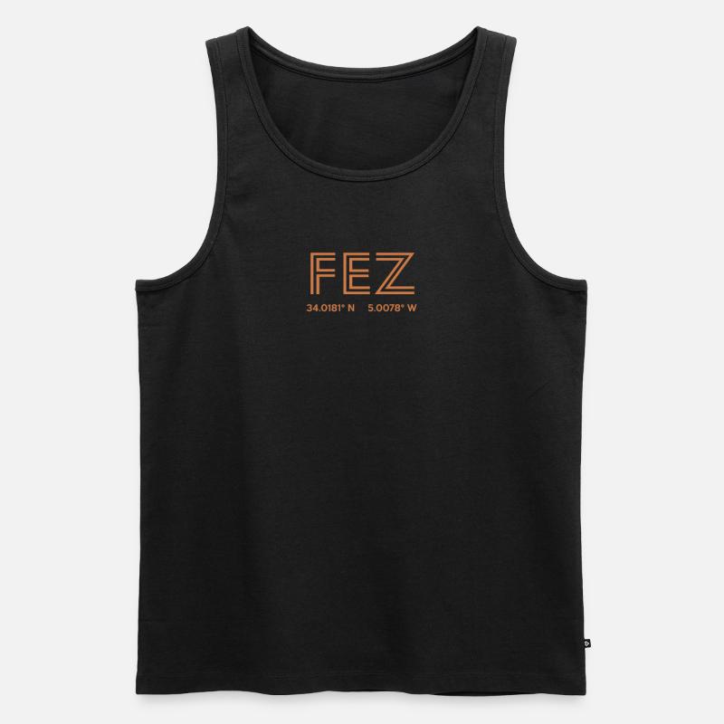 Morocco City Coordinates - Fez - Men's Premium Organic Tank Top - black