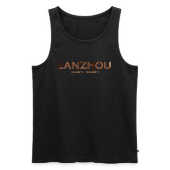 Coordonnées de China City - Lanzhou - Débardeur bio Premium Homme - noir - Devant - AI Model Male 178 light (178cm)