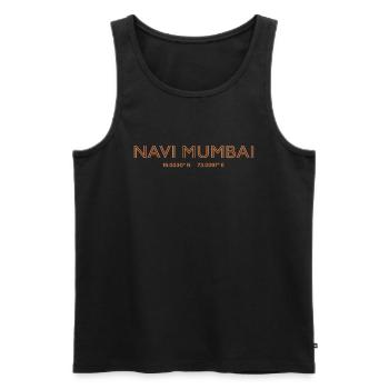 India City coordinates - Navi Mumbai - Men's Premium Organic Tank Top - black - Front - AI Model Male 178 light (178cm)