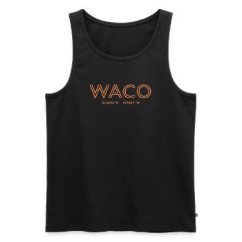 Coordonnées de la ville des États-Unis - Waco - Débardeur bio Premium Homme - noir - Devant - Michal (187cm)