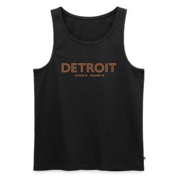 Coordonnées de la ville des États-Unis - Détroit - Débardeur bio Premium Homme - noir - Devant - Michal (187cm)