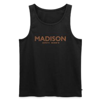 USA Stadt Koordinaten - Madison - Männer Premium Bio Tank Top - Schwarz - Vorne - AI Model Male 178 light (178cm)