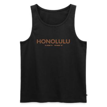 USA Stadt Koordinaten - Honolulu - Männer Premium Bio Tank Top - Schwarz - Vorne - Michal (187cm)