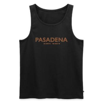 Coordonnées de la ville des États-Unis - Pasadena - Débardeur bio Premium Homme - noir - Devant - Michal (187cm)