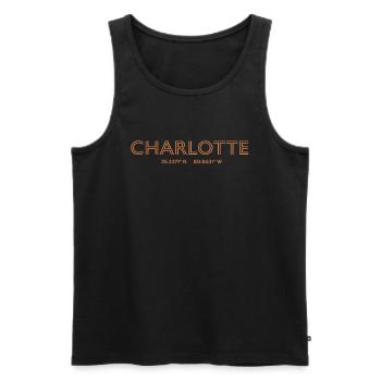 USA City Coordinates - Charlotte - Men's Premium Organic Tank Top - black - Front - AI Model Male 178 light (178cm)