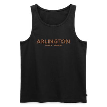 USA City Coordinates - Arlington - Men's Premium Organic Tank Top - black - Front - AI Model Male 178 light (178cm)