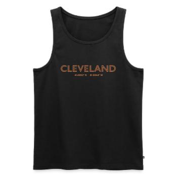 Coordonnées de la ville des États-Unis - Cleveland - Débardeur bio Premium Homme - noir - Devant - Michal (187cm)