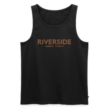 USA Stadt Koordinaten - Riverside - Männer Premium Bio Tank Top - Schwarz - Vorne - Michal (187cm)