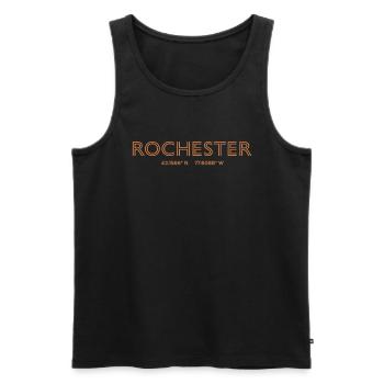 USA City Coordinates - Rochester - Men's Premium Organic Tank Top - black - Front - Michal (187cm)