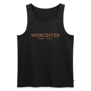 Coordonnées de la ville des États-Unis - Worcester - Débardeur bio Premium Homme - noir - Devant - AI Model Male 178 light (178cm)