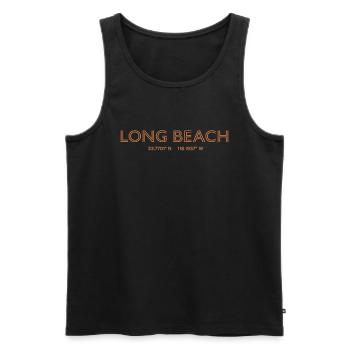 USA City Coordinates - Long Beach - Men's Premium Organic Tank Top - black - Front - AI Model Male 178 light (178cm)