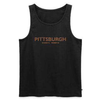USA City Coordinates - Pittsburgh - Men's Premium Organic Tank Top - black - Front - Michal (187cm)