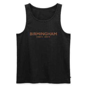 Coordonnées de la ville des États-Unis - Birmingham - Débardeur bio Premium Homme - noir - Devant - Michal (187cm)