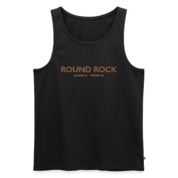 Coordonnées de la ville des États-Unis - Round Rock - Débardeur bio Premium Homme - noir - Devant - AI Model Male 178 light (178cm)