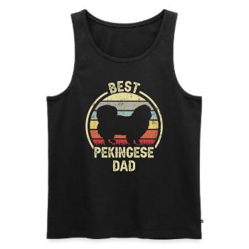 Meilleur père chien - Pékinois - Débardeur bio Premium Homme - noir - Devant - AI Model Male 178 light (178cm)