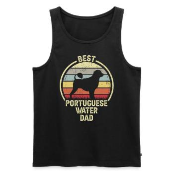 Meilleur père chien - chien d’eau portugais - Débardeur bio Premium Homme - noir - Devant - Michal (187cm)