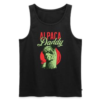 Alpaga Papa Père - Papa Alpaga - Débardeur bio Premium Homme - noir - Devant - AI Model Male 178 light (178cm)