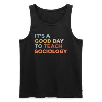 Enseignants de sociologie - Débardeur bio Premium Homme - noir - Devant - AI Model Male 178 light (178cm)