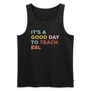 Teaching ESL teachers - Men's Premium Organic Tank Top - black - Front - Michal (187cm)