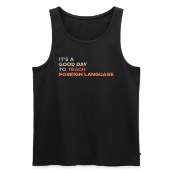 Enseigner des professeurs de langues étrangères - Débardeur bio Premium Homme - noir - Devant - AI Model Male 178 light (178cm)