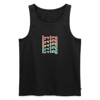 Vintage 70er Hippie USA Stadt - Retro Irving - Männer Premium Bio Tank Top - Schwarz - Vorne - AI Model Male 178 light (178cm)