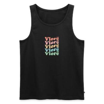 Vintage 70s Hippie Albania City - Retro Vlorë - Débardeur bio Premium Homme - noir - Devant - AI Model Male 178 light (178cm)
