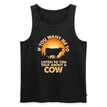 Entendre parler de vache animale - Débardeur bio Premium Homme - noir - Devant - Michal (187cm)