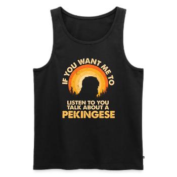 Parlez de chien Pékinois - Débardeur bio Premium Homme - noir - Devant - AI Model Male 178 light (178cm)