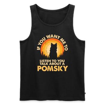 Parlez du chien Pomsky - Débardeur bio Premium Homme - noir - Devant - AI Model Male 178 light (178cm)