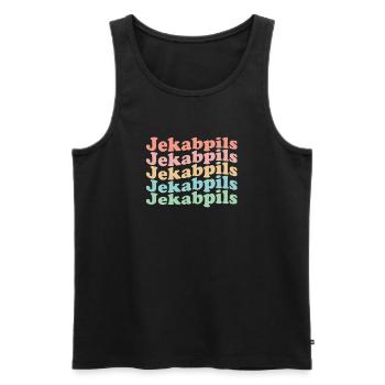 Vintage 70er Hippie Latvia Stadt - Retro Jēkabpils - Männer Premium Bio Tank Top - Schwarz - Vorne - Michal (187cm)
