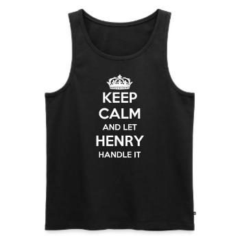 Keep Calm Handle It - Prénom Nom Funny Henry - Débardeur bio Premium Homme - noir - Devant - Michal (187cm)