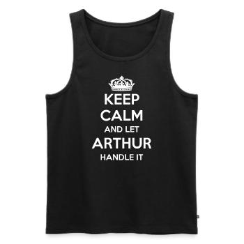 Keep Calm Handle It - First Name Surname Funny Arthur - Men's Premium Organic Tank Top - black - Front - AI Model Male 178 light (178cm)