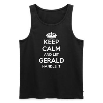 Keep Calm Handle It - Prénom Nom Drôle Gerald - Débardeur bio Premium Homme - noir - Devant - Michal (187cm)