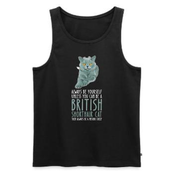Soyez vous-même - Chat britannique à poil court - Débardeur bio Premium Homme - noir - Devant - Michal (187cm)