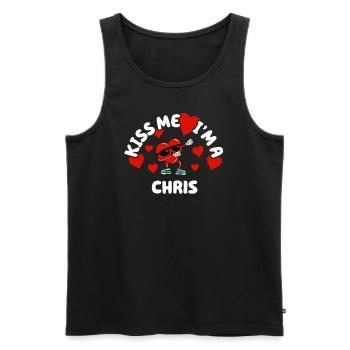 Kiss Me - Valentine's Day Name Dabbing Heart Chris - Men's Premium Organic Tank Top - black - Front - AI Model Male 178 light (178cm)